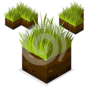 Game block Isometric Landscape Cube land and grass