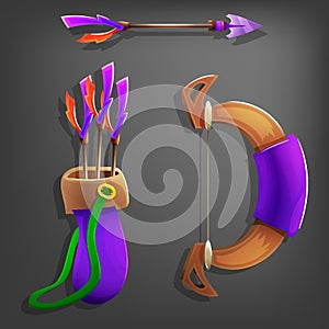 Game bow, arrow and quiver.