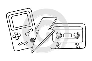 Game boy cassette and lighting black and white