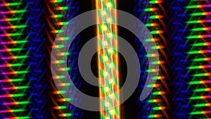 Game of bright color highlights. Beautiful bright and multi-color image of light diffraction from a rotating line of LEDs