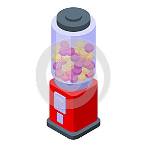 Game bubblegum machine icon isometric vector. Flavor dessert