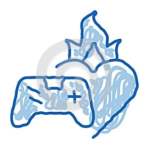 game burning heart doodle icon hand drawn illustration