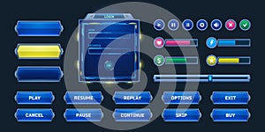 Game buttons and frames in sci fi style