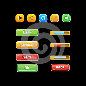 Game buttons ui vector elements design