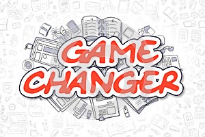 Game Changer - Doodle Red Text. Business Concept.