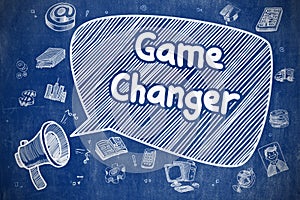 Game Changer - Hand Drawn Illustration on Blue Chalkboard.