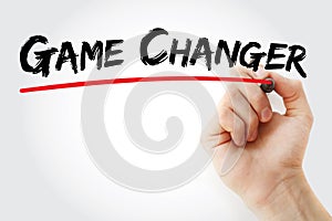 Game Changer text with marker, business concept background