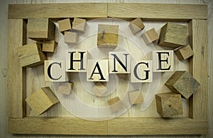 Game changer text on wooden cube blocks. Close up