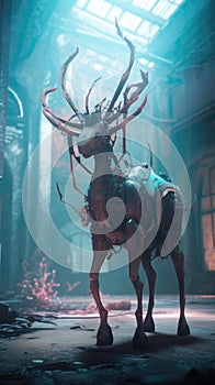 Game Character A Quadrupedal Creature With A Deer Digital Art. Generative AI