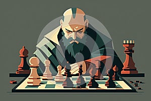 Game of chess. Picture of a chess player created with Generative AI technology