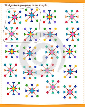 A game for children. Find all groups of patterns specified in the sample