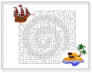 A game for children go through a maze, a pirate ship, an island. vector isolated on a white background