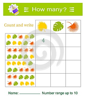 A game for children. How many? Developing numeracy skills.