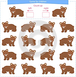 A game for children. Orientation in space. Learning to distinguish right, left