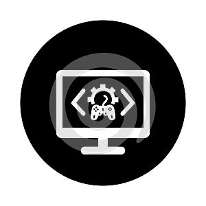 Game, computer, development icon. Black vector graphics