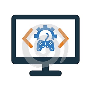 Game, computer, development icon. Simple flat design Concept