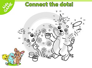 Game Connect the dots and draw chick and bunny
