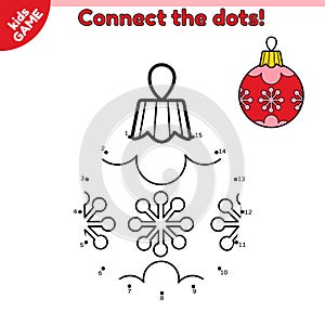 Game Connect the dots and draw Christmas tree ball