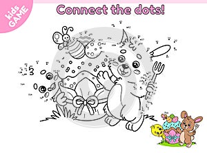 Game Connect the dots and draw hare and chick