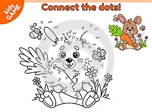 Game Connect the dots and draw rabbit with carrot