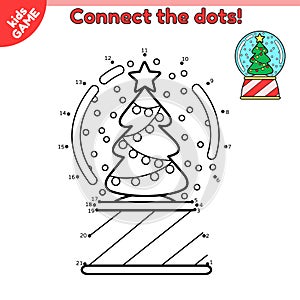 Game Connect the dots and draw snow glass ball