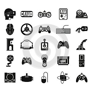 Game console icon set, simple style