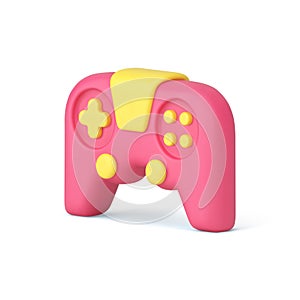 Game console pink gamepad remote controller virtual gaming device 3d icon realistic vector