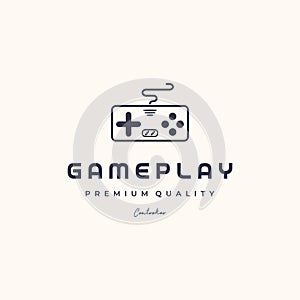 game controller device line art logo vector minimalist illustration design, virtual console game play logo design