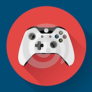 Game controller flat icon with long shadow
