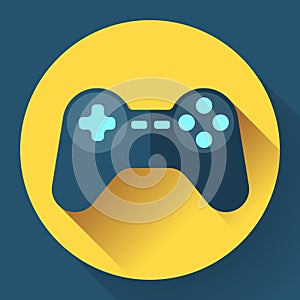 Game controller flat icon with long shadow