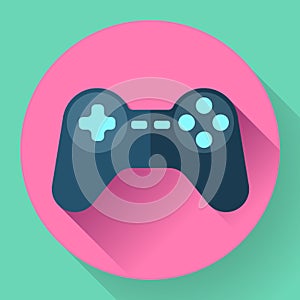 Game controller flat icon with long shadow