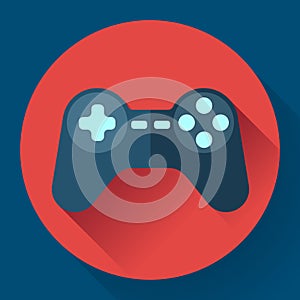 Game controller flat icon with long shadow