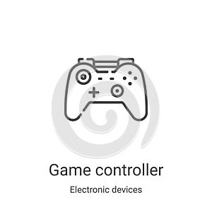 game controller icon vector from electronic devices collection. Thin line game controller outline icon vector illustration. Linear