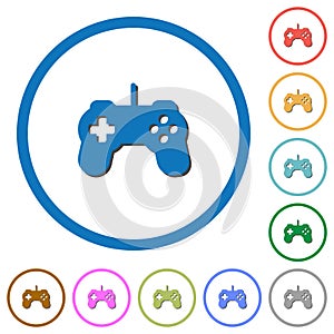Game controller icons with shadows and outlines