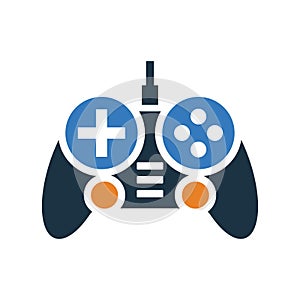 Game, controller, PlayStation icon. Editable vector logo