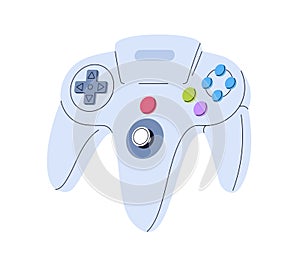 Game controller, video game accessory. Gamepad, 00s videogame console for playing, gaming. Digital device with control photo