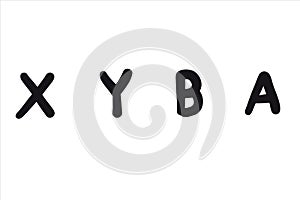 Game controllers symbols. X, Y, B, A