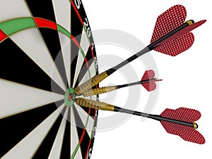 The game of darts. Hit the bulls eye