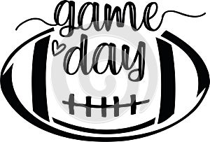 Game day with football t shirt design banner design svg vector with image illustration cut file for cricut and silhouette