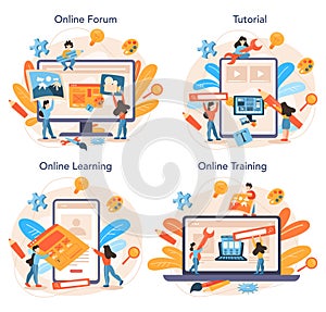 Game development online service or platform set. Creative process