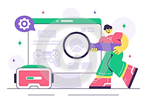 Game Development Vector Illustration Featuring Games, Digital Technology, Programming, and Coding for the Technical Aspects