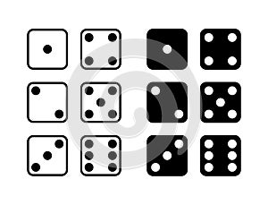 Game dice icons set white background vector illustration