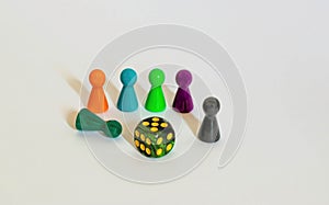 Game dice  on white coloroful figure
