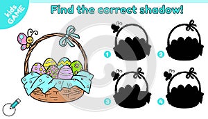Game Find the correct shadow of basket with eggs