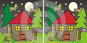 Game, find ten differences, haunted forest with birds, eps.
