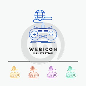 Game, gaming, internet, multiplayer, online 5 Color Line Web Icon Template isolated on white. Vector illustration