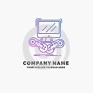 Game, gaming, internet, multiplayer, online Purple Business Logo Template. Place for Tagline