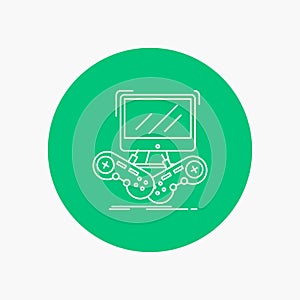 Game, gaming, internet, multiplayer, online White Line Icon in Circle background. vector icon illustration