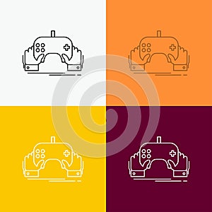 game, gaming, mobile, entertainment, app Icon Over Various Background. Line style design, designed for web and app. Eps 10 vector