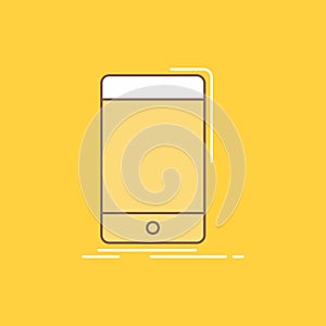 game, gaming, start, mobile, phone Flat Line Filled Icon. Beautiful Logo button over yellow background for UI and UX, website or